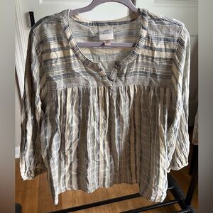Knox Rose Striped Blouse - Cream and Blue
